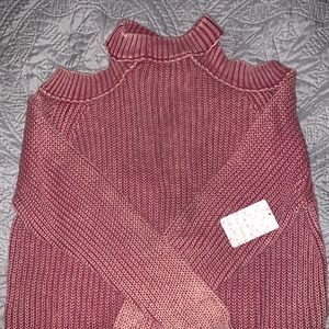 Free People Turtleneck Cold Shoulder Sweater